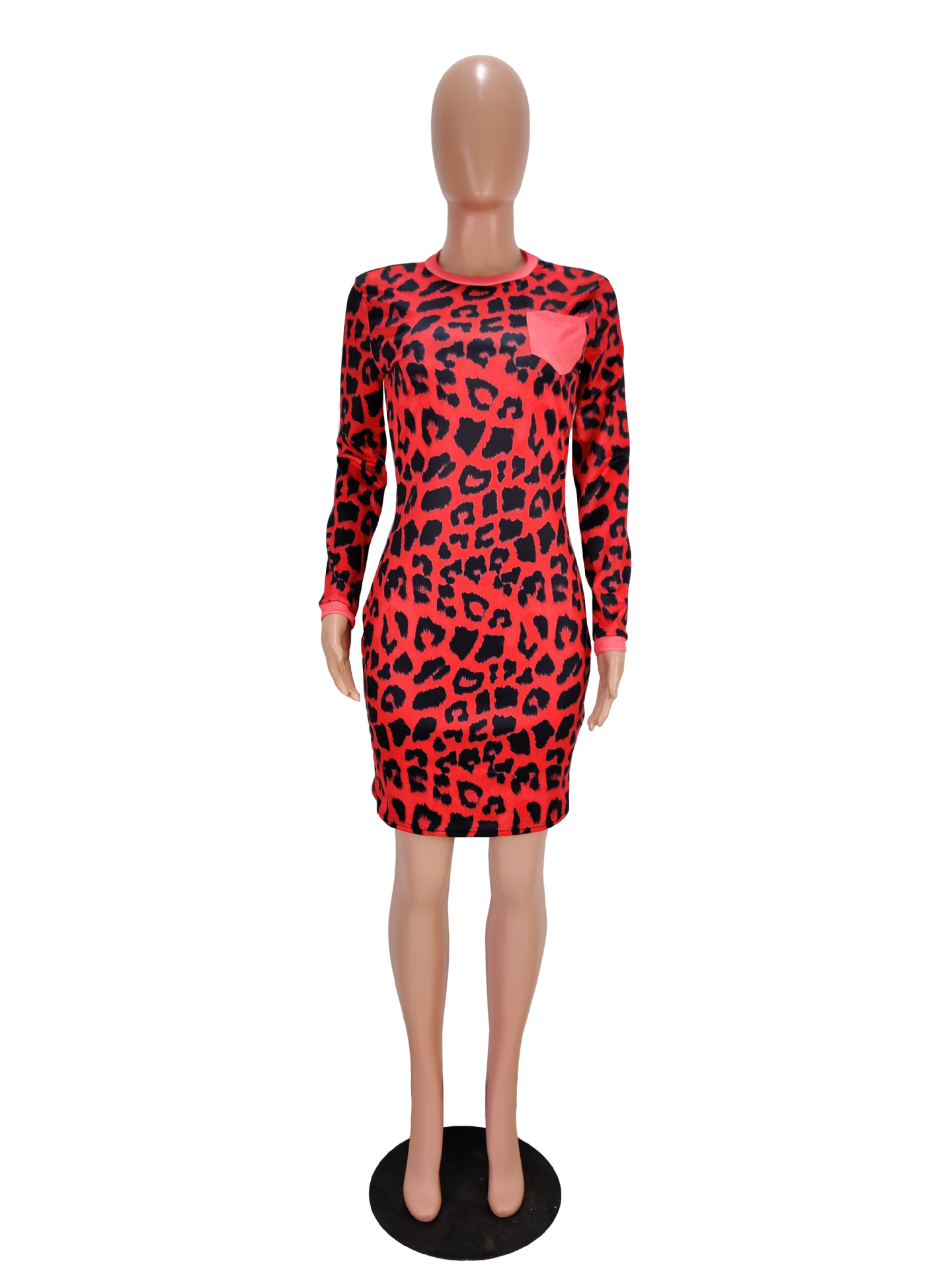 Leopard Print Digital Print Tight Dress | Stylish Fitted Women's Dress