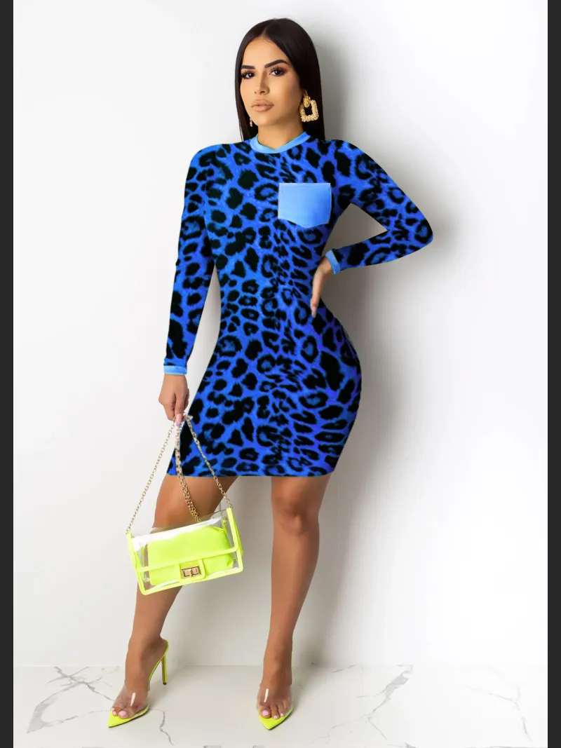 Leopard Print Digital Print Tight Dress | Stylish Fitted Women's Dress