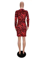 Leopard Print Digital Print Tight Dress | Stylish Fitted Women's Dress