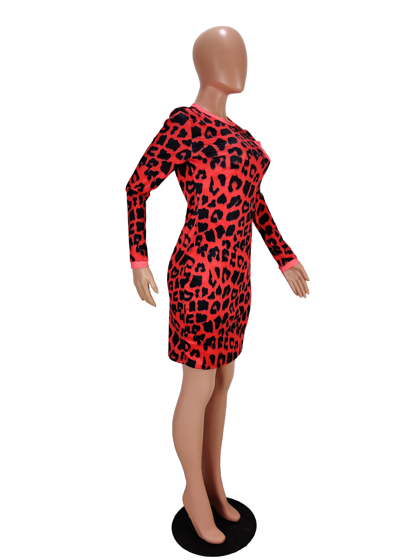 Leopard Print Digital Print Tight Dress | Stylish Fitted Women's Dress