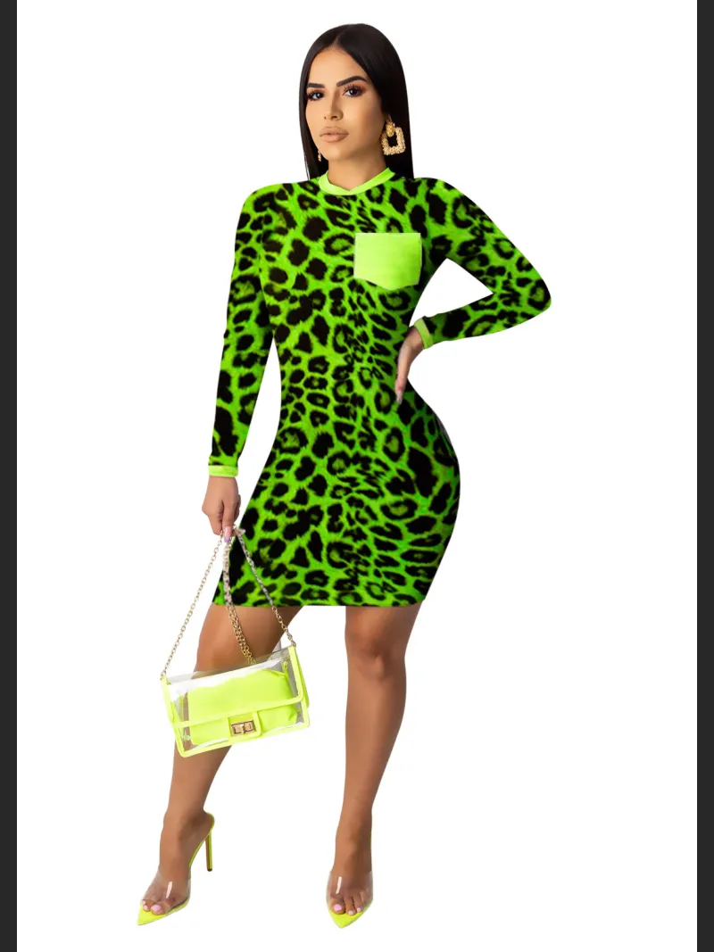 Leopard Print Digital Print Tight Dress | Stylish Fitted Women's Dress