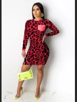 Leopard Print Digital Print Tight Dress | Stylish Fitted Women's Dress