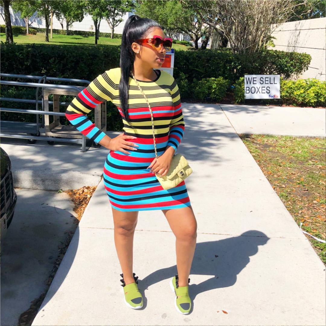 New European And American Fashion Sexy Colorful Striped Dress