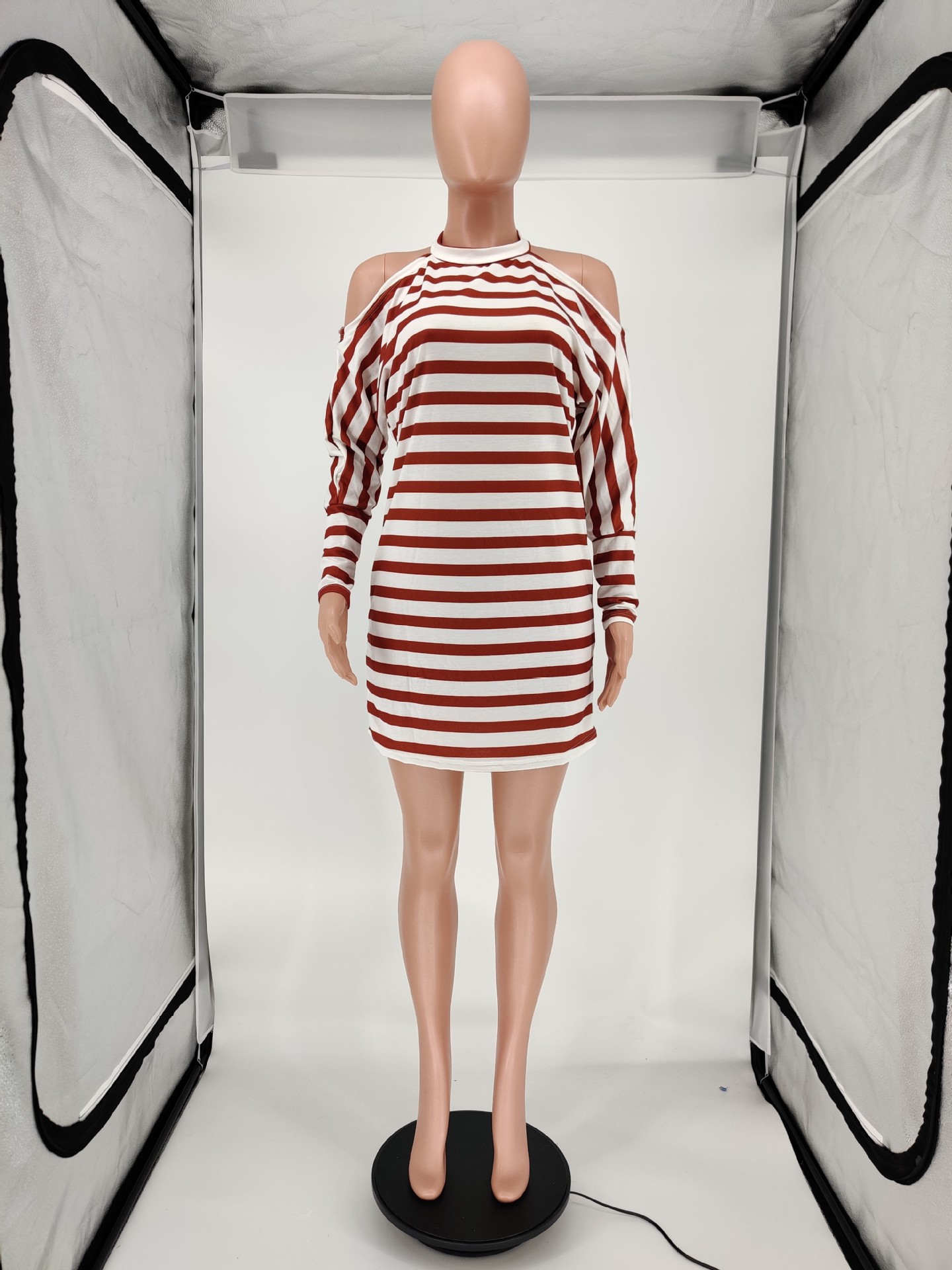 New Striped Printed Casual Off-Shoulder Dress | Stylish Women's Summer Dress