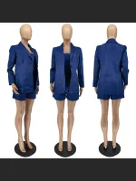 Solid Color Lace Up Small Suit Three Piece Set
