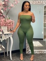 Spring And Summer Home Fashion Solid Color Chest Wrapped Sexy Jumpsuit