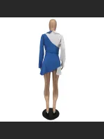 Summer Fashion Color Blocked Button Up Shirt Dress