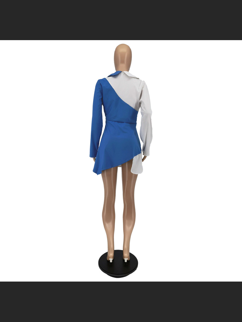 Summer Fashion Color Blocked Button Up Shirt Dress
