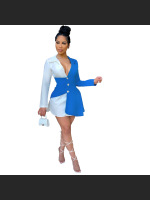 Summer Fashion Color Blocked Button Up Shirt Dress