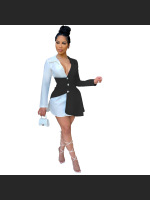 Summer Fashion Color Blocked Button Up Shirt Dress