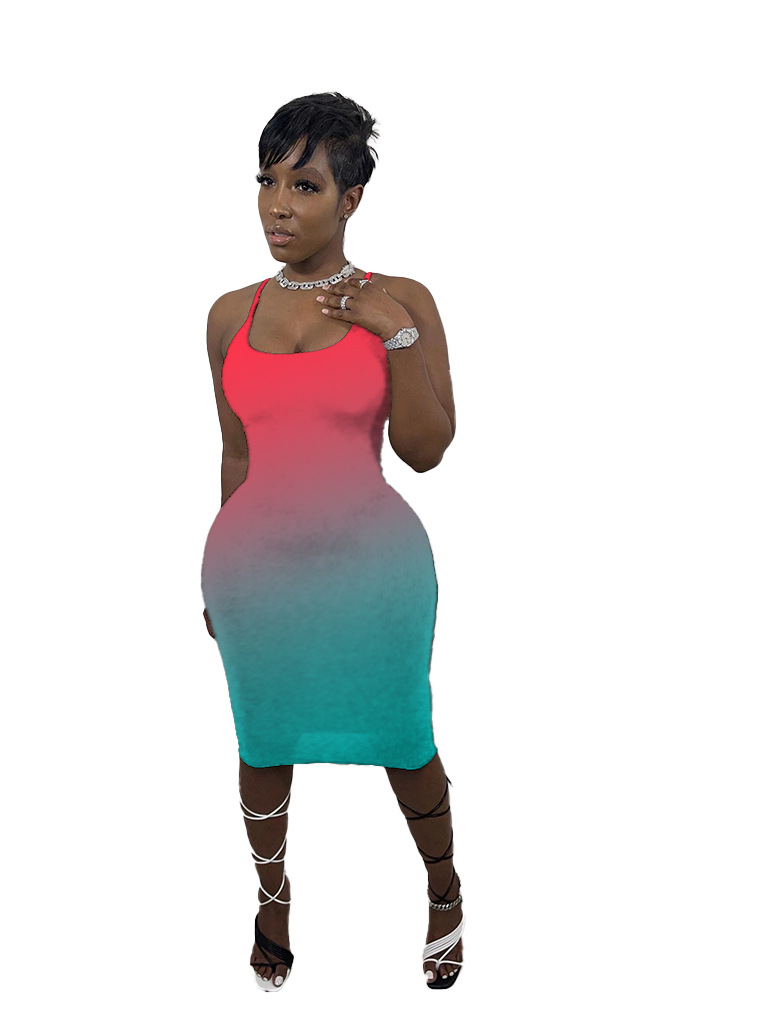 Summer Fashion Multi Color Dreamy Gradient Dress