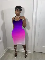 Summer Fashion Multi Color Dreamy Gradient Dress