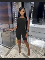 Summer Fashion Off-shoulder Plush Chest Jumpsuit