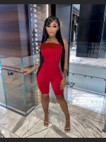 Summer Fashion Off-shoulder Plush Chest Jumpsuit