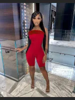 Summer Fashion Off-shoulder Plush Chest Jumpsuit
