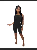Summer Fashion Off-shoulder Plush Chest Jumpsuit