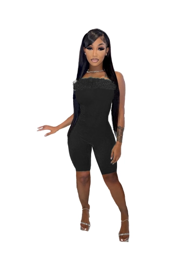 Summer Fashion Off-shoulder Plush Chest Jumpsuit 02