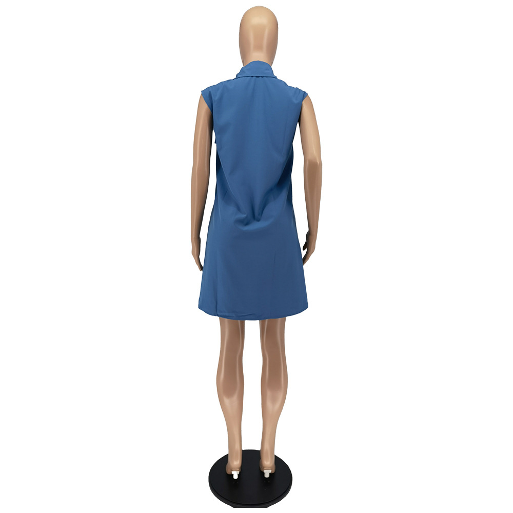 Summer Fashion Pocket Color Blocked Shirt Dress