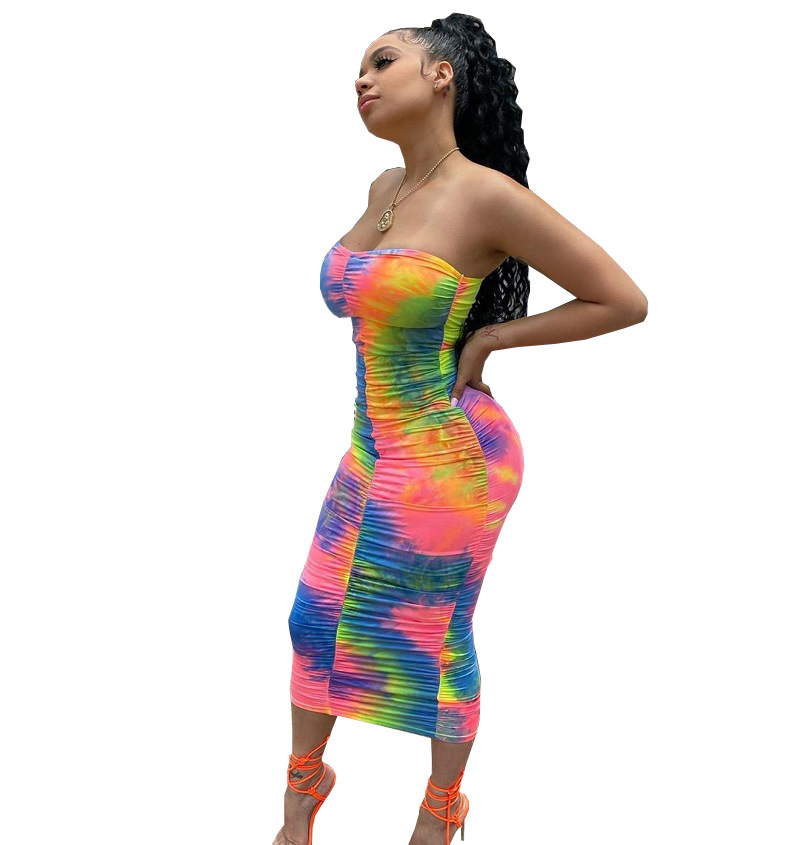 Summer Fashion Printed Strapless Long Dress