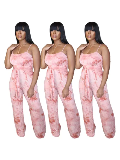 Summer Fashion Printed Suspenders Jumpsuit 02