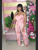 Summer Fashion Printed Suspenders Jumpsuit