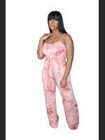 Summer Fashion Printed Suspenders Jumpsuit