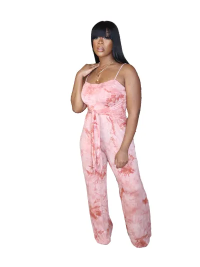 Summer Fashion Printed Suspenders Jumpsuit 01