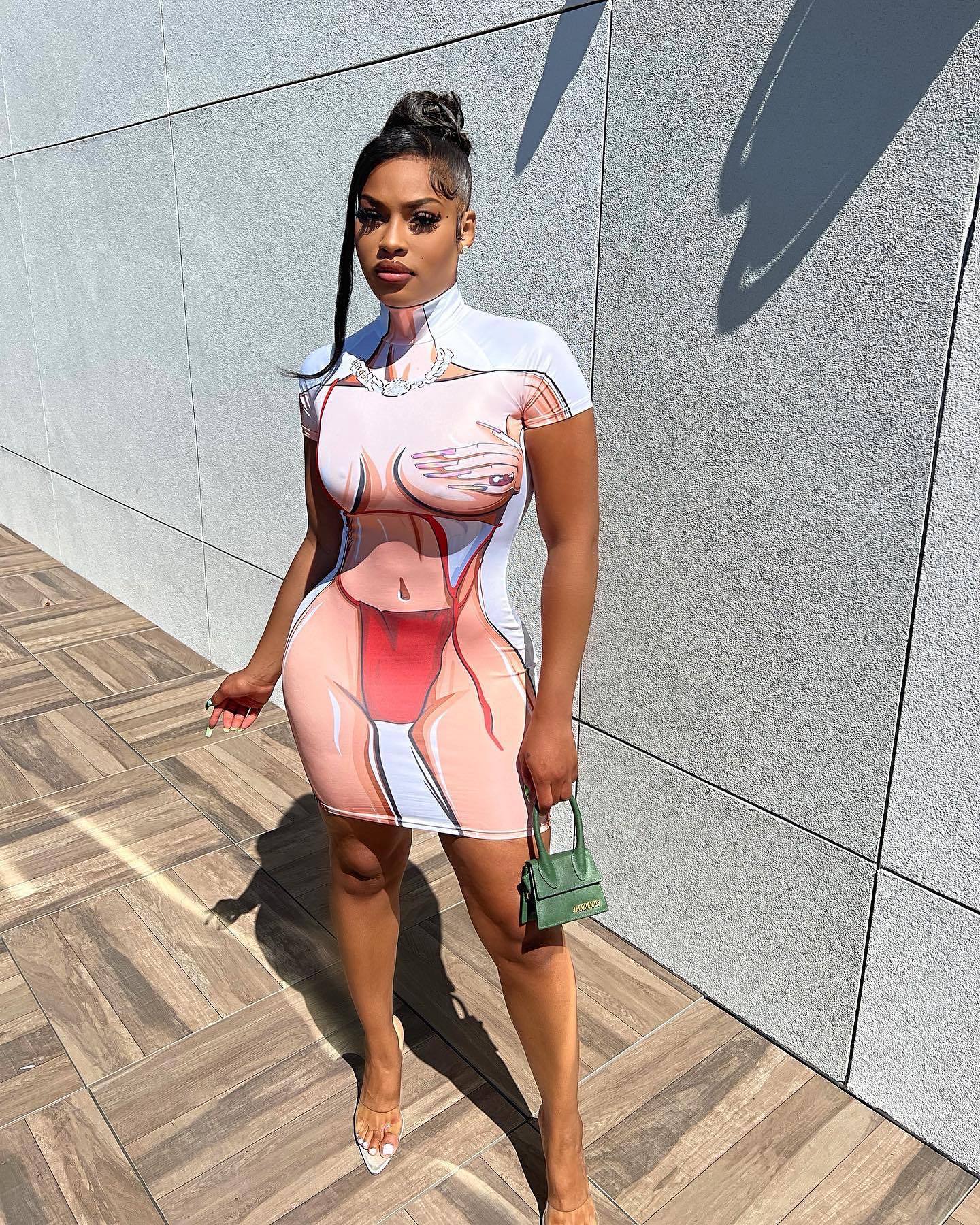 Summer Fashion Sexy Body Print Dress