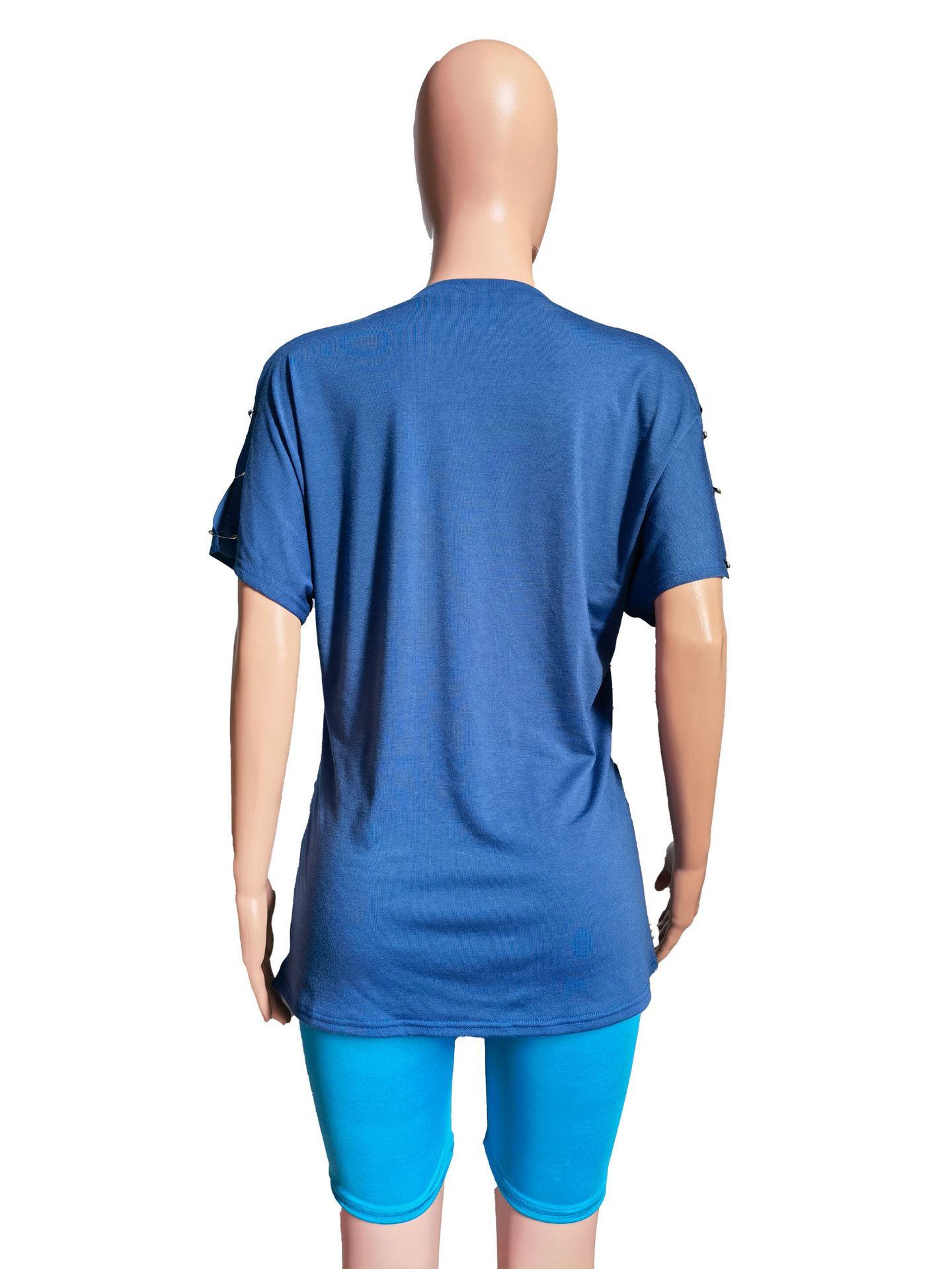 Summer Fashion Tassel V-neck Pin T-shirt