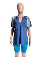 Summer Fashion Tassel V-neck Pin T-shirt