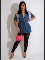 Summer Fashion Tassel V-neck Pin T-shirt