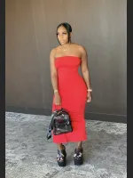 Summer Solid - Color Chest - Hugging Tight - Fit Slit Dress