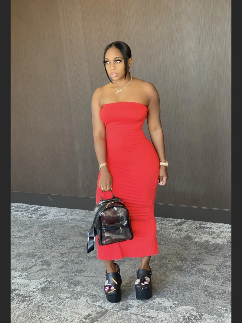 Summer Solid - Color Chest - Hugging Tight - Fit Slit Dress