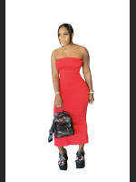 Summer Solid - Color Chest - Hugging Tight - Fit Slit Dress