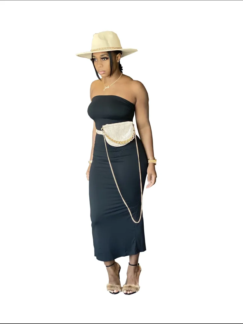 Summer Solid - Color Chest - Hugging Tight - Fit Slit Dress