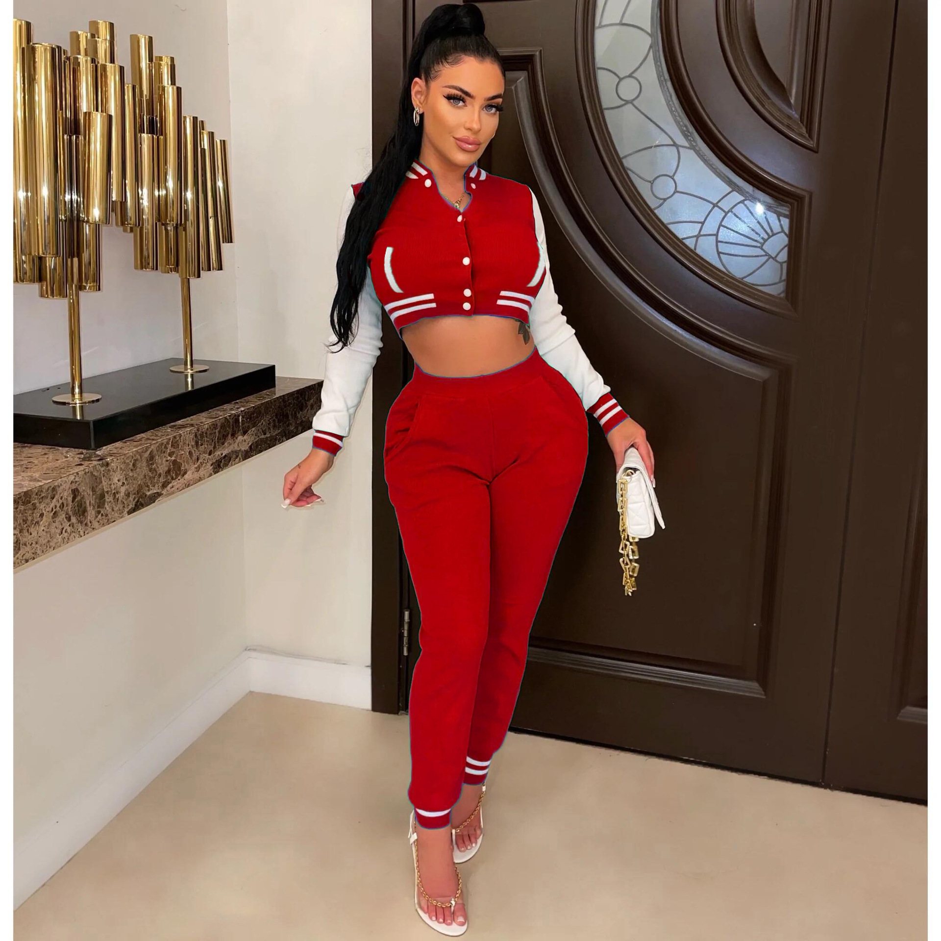 Winter Fashion Thread Multi Color Baseball Suit Set