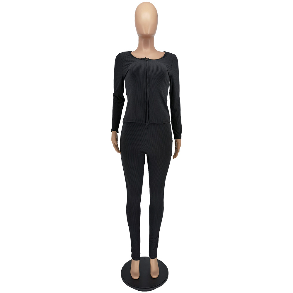 Winter Solid Color Pit Bar Double-Sided Zipper Set