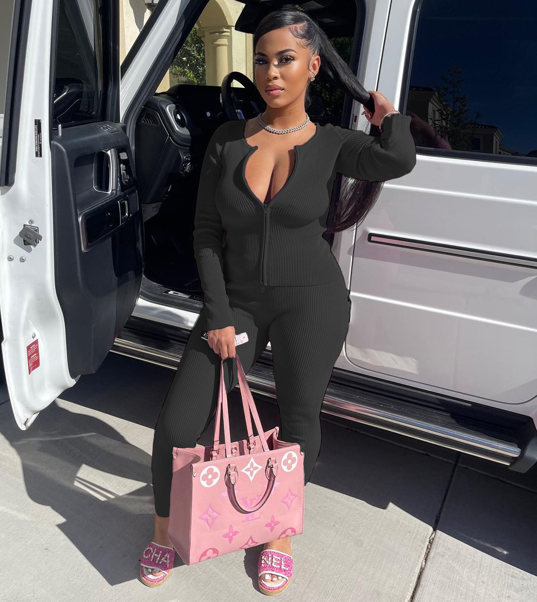 Winter Solid Color Pit Bar Double-Sided Zipper Set