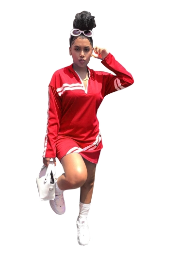 Women'S Striped Woven Loose Dress 01