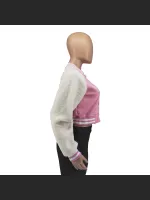 Autumn And Winter Spliced Lamb Fleece Sleeve Baseball Jacket
