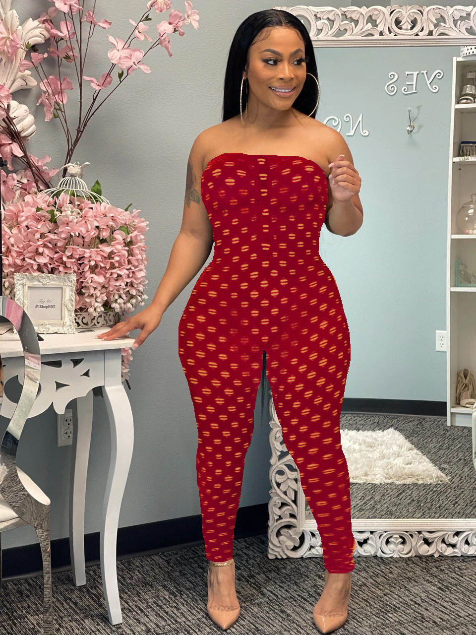 Breathable Hole Fabric Tights