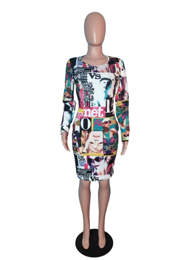 Digital Printed Magazine Patterned Dress | Stylish Women's Unique Dress 01