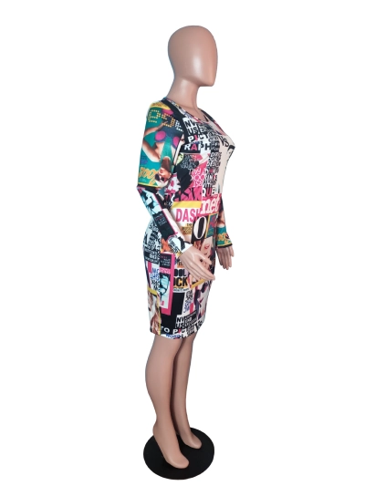 Digital Printed Magazine Patterned Dress | Stylish Women's Unique Dress 02