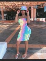Summer Vibrant Tie Dye Chest Hugging One Neck Tight Skirt