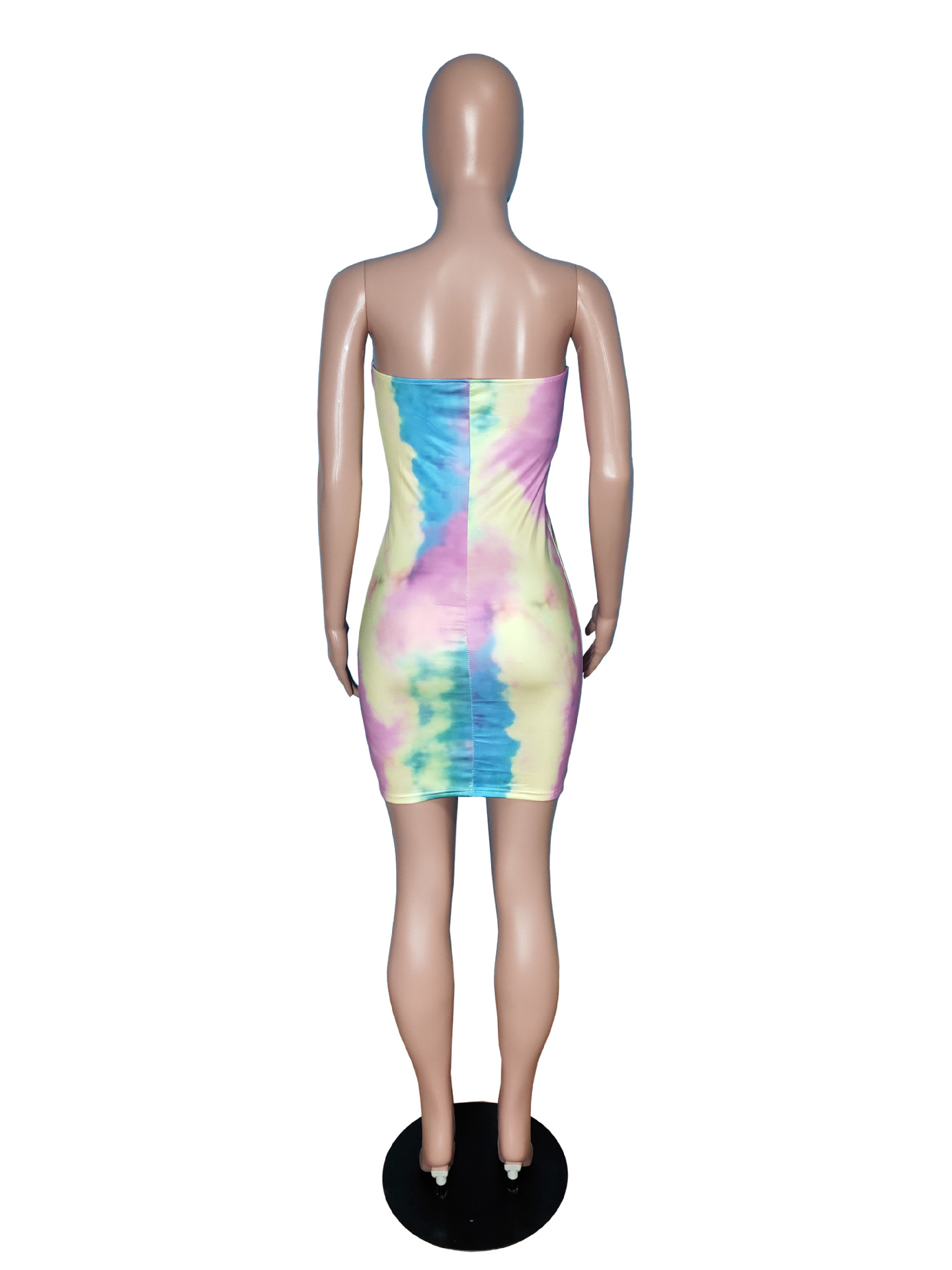 Summer Vibrant Tie Dye Chest Hugging One Neck Tight Skirt