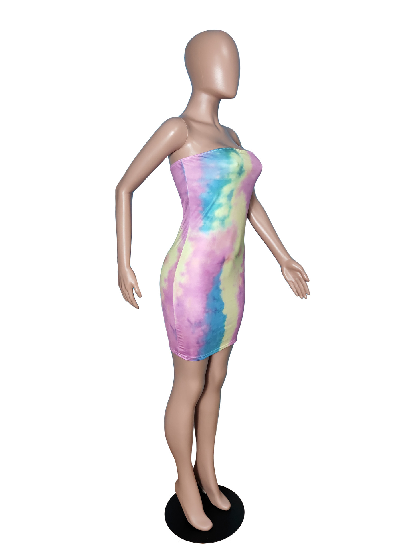 Summer Vibrant Tie Dye Chest Hugging One Neck Tight Skirt