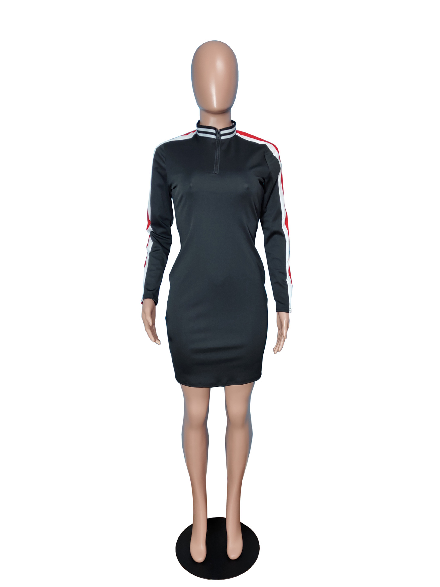 Fashion Casual Sleeve Edge Striped Women'S Dress