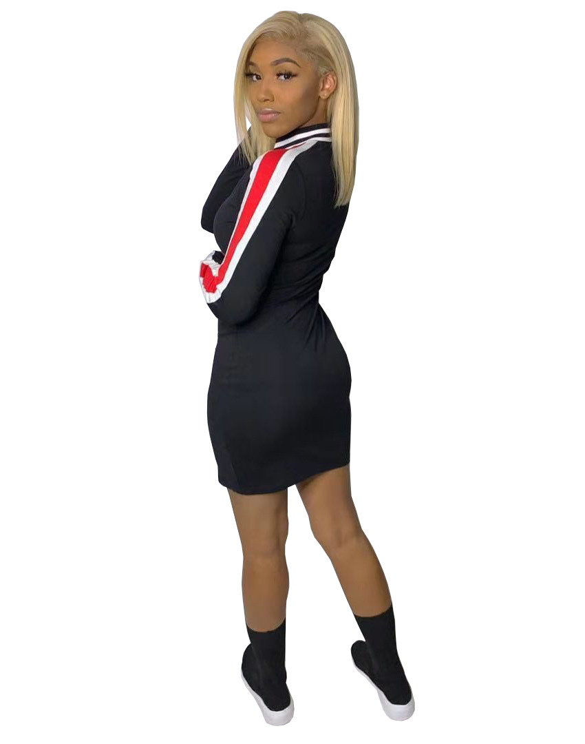 Fashion Casual Sleeve Edge Striped Women'S Dress