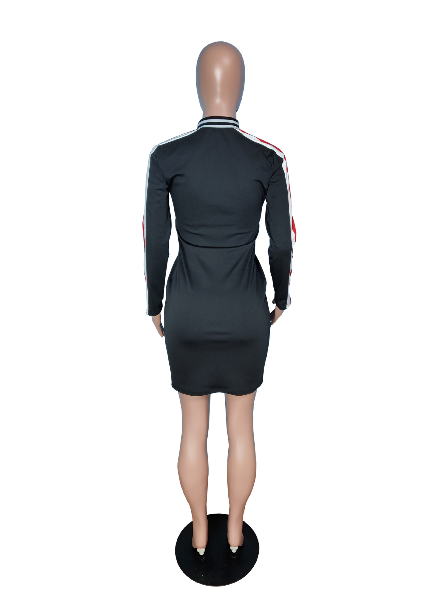 Fashion Casual Sleeve Edge Striped Women'S Dress