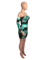 Fashionable Printed Chest Hugging Backless Dress